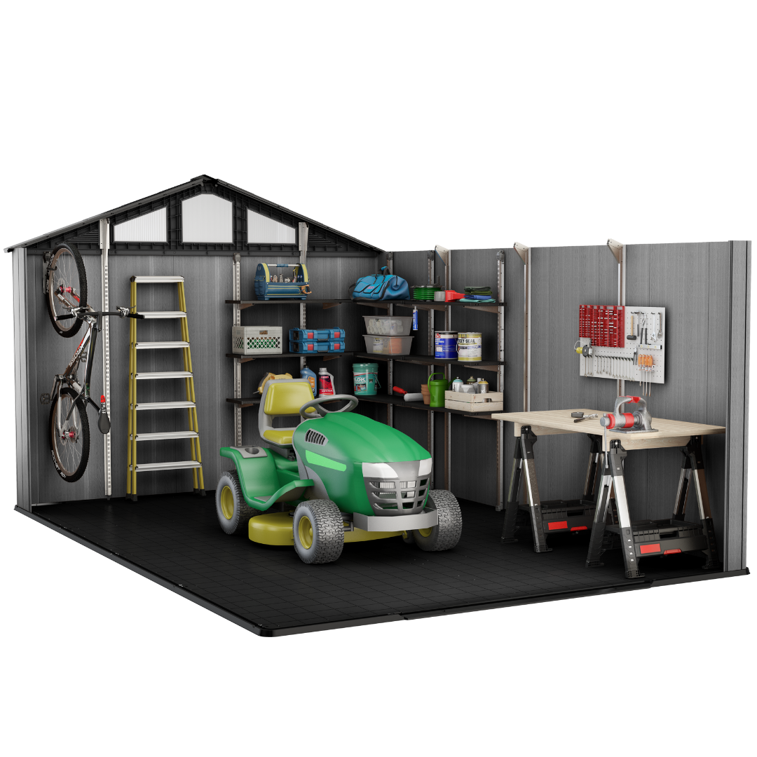 Stronghold 10x15ft Premium Outdoor Storage Shed – 3m x 4.5m Grey Resin Garden Shed | ASCAPA