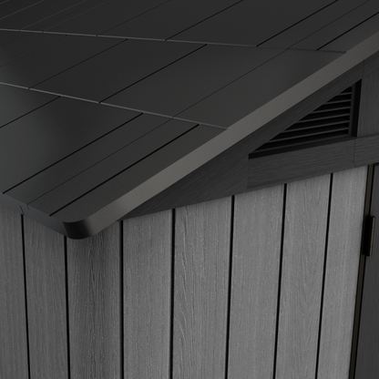 Stronghold 10x11.5ft Premium Outdoor Storage Shed – 3m x 3.5m Grey Resin Garden Shed