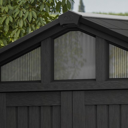 Stronghold 10x11.5ft Premium Outdoor Storage Shed – 3m x 3.5m Grey Resin Garden Shed