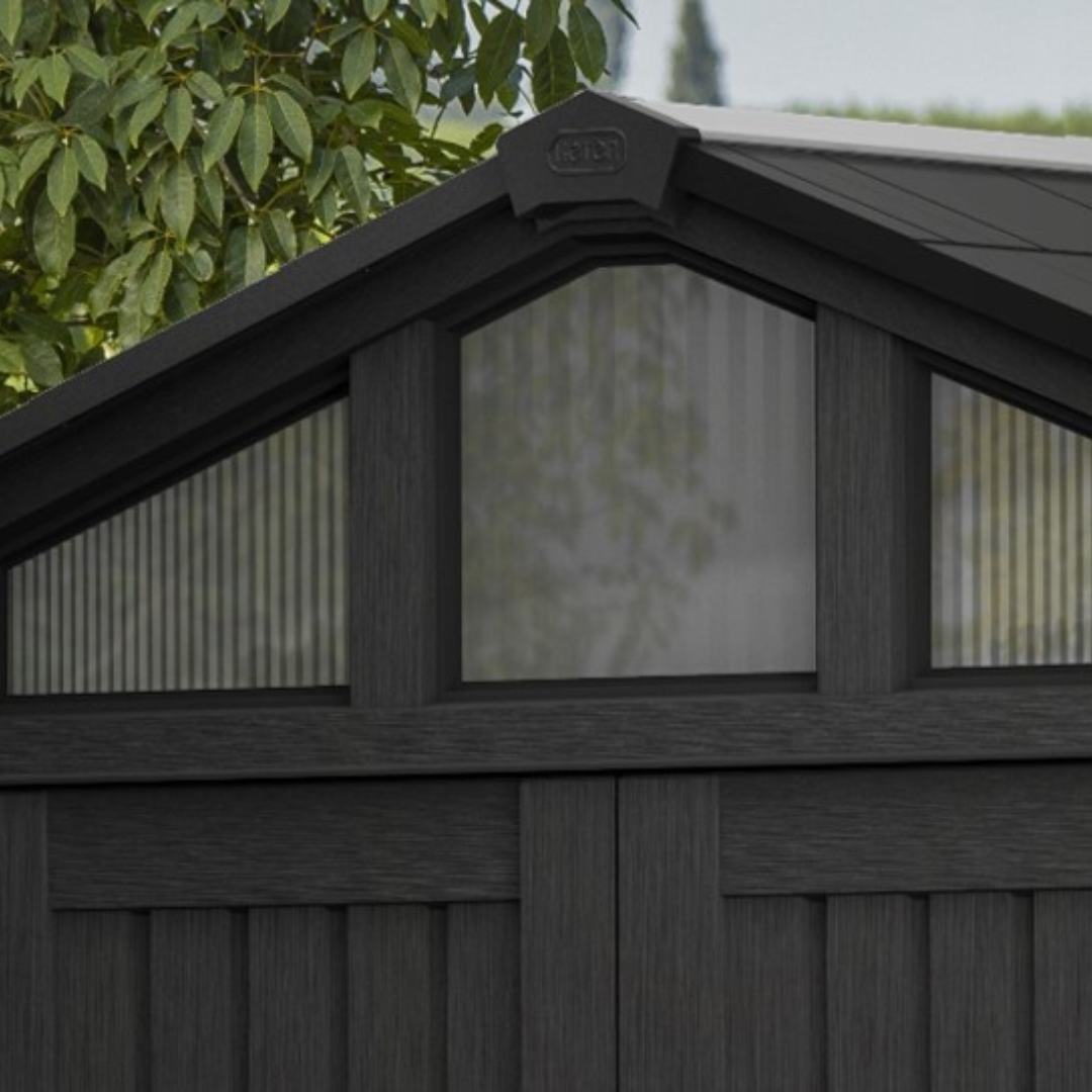 Stronghold 10x8ft Premium Outdoor Storage Shed – 3m x 2.4m Grey Resin Garden Shed