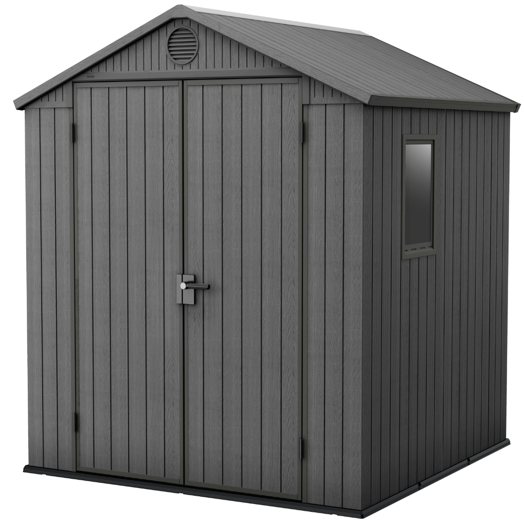 Darwin 6x6ft Premium Outdoor Garden Shed – 1.9m x 1.8m Grey Resin Storage Shed