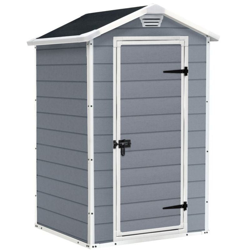 Manor 4x3ft Slim Outdoor Garden Shed – 1.2m x 0.9m Weather-Resistant Resin Storage Shed
