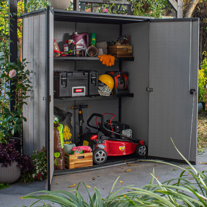 High Store PLUS Outdoor Storage Cabinet – 1400L Weather-Resistant Resin Garden Storage