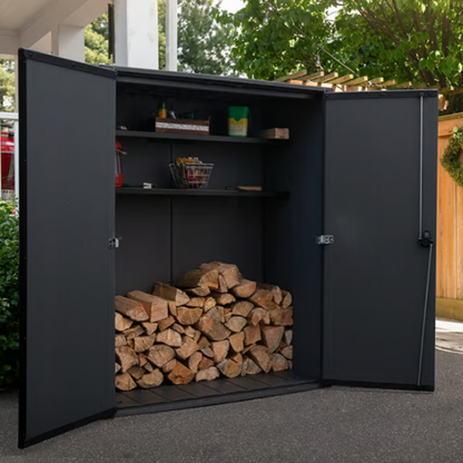 Signature Collection Vertical Storage Shed – Resin Outdoor Garden Cabinet
