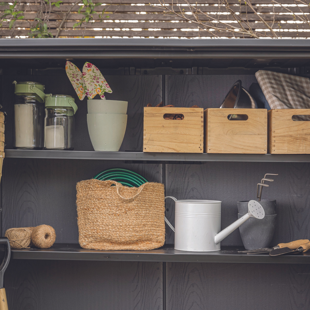 Signature Collection Vertical Storage Shed – Resin Outdoor Garden Cabinet