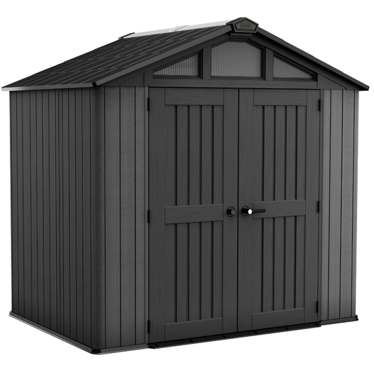 Stronghold 8x8ft Premium Outdoor Storage Shed – 2.5m x 2.3m Grey Resin Garden Shed